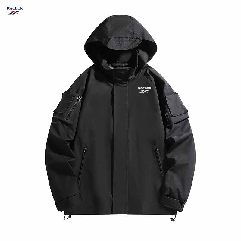 Cycling Rain Jacket Commute - سترة ريبوك للرجال مقاومة للرياح بغطاء